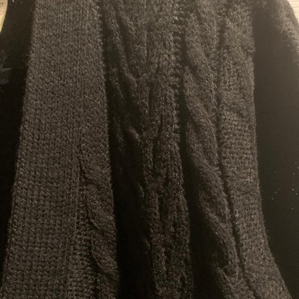 Faded Glory Black Open Sweater Cardigan Cable Knit Size M (8-10) w/Pockets NWT - Picture 3 of 4